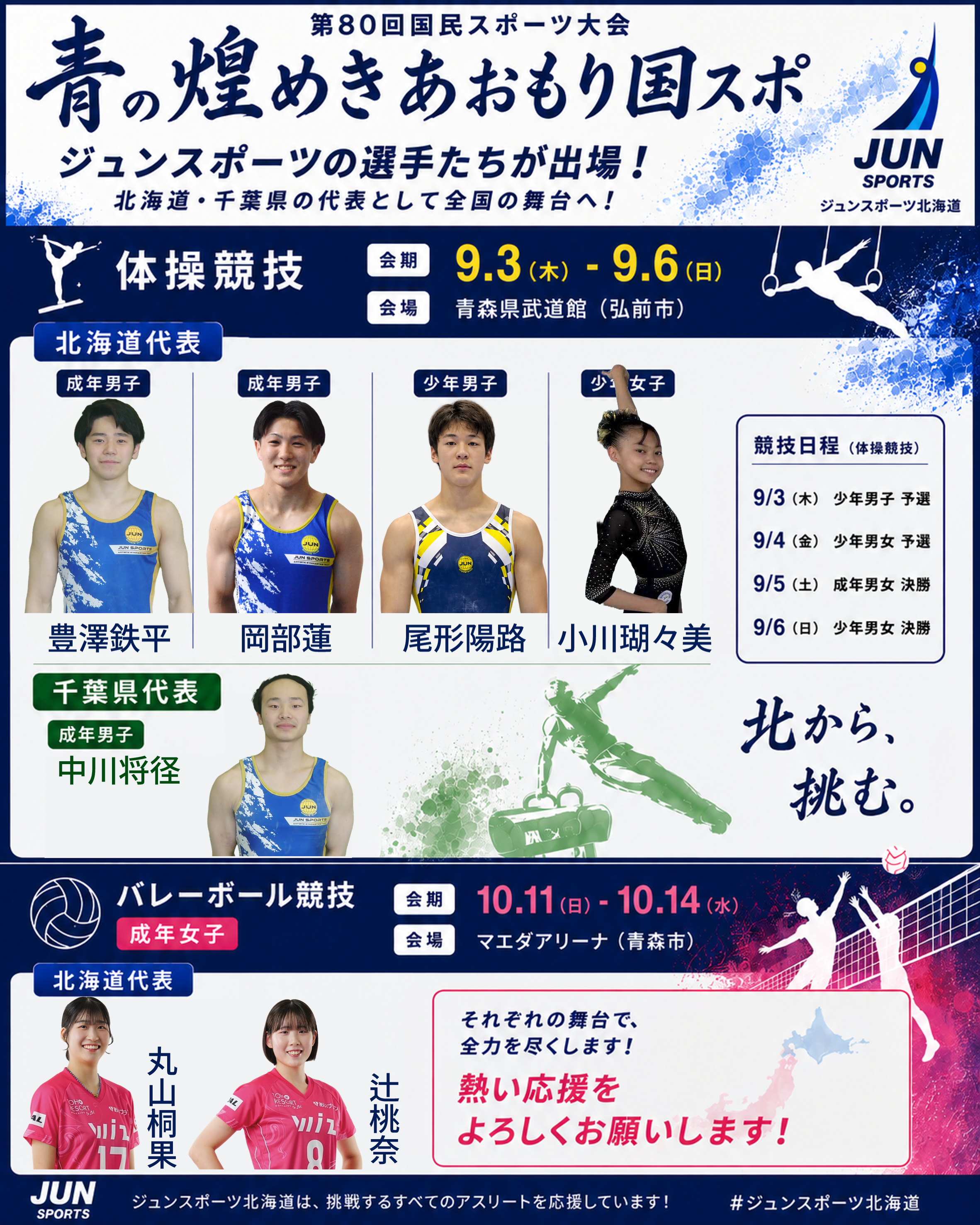 ジュンスポーツ北海道に関わる選手たち、青の煌めきあおもり国スポへ