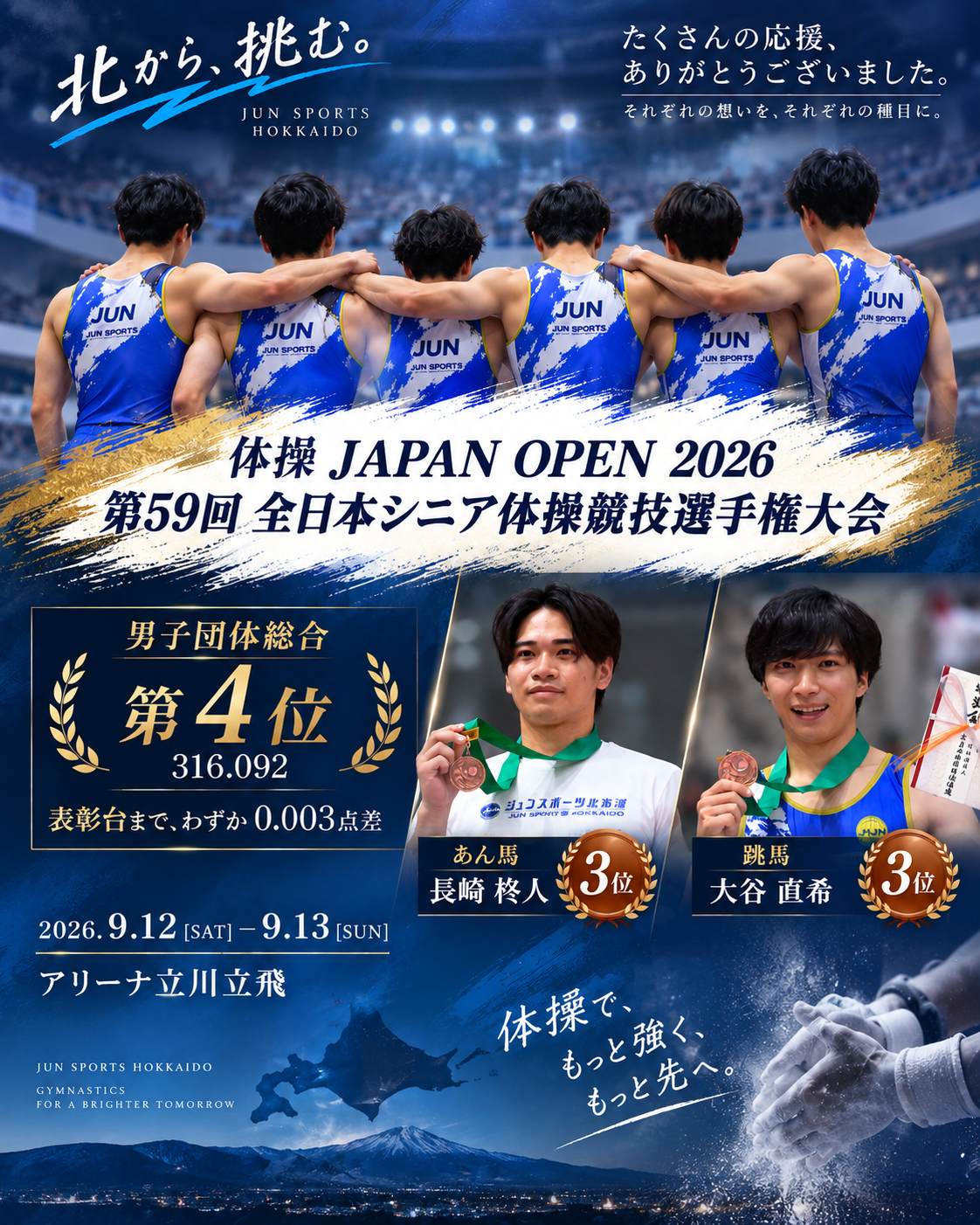 【詳報】男子団体総合4位、長﨑柊人・大谷直希が銅メダル｜体操 JAPAN OPEN 2026 全日本シニア